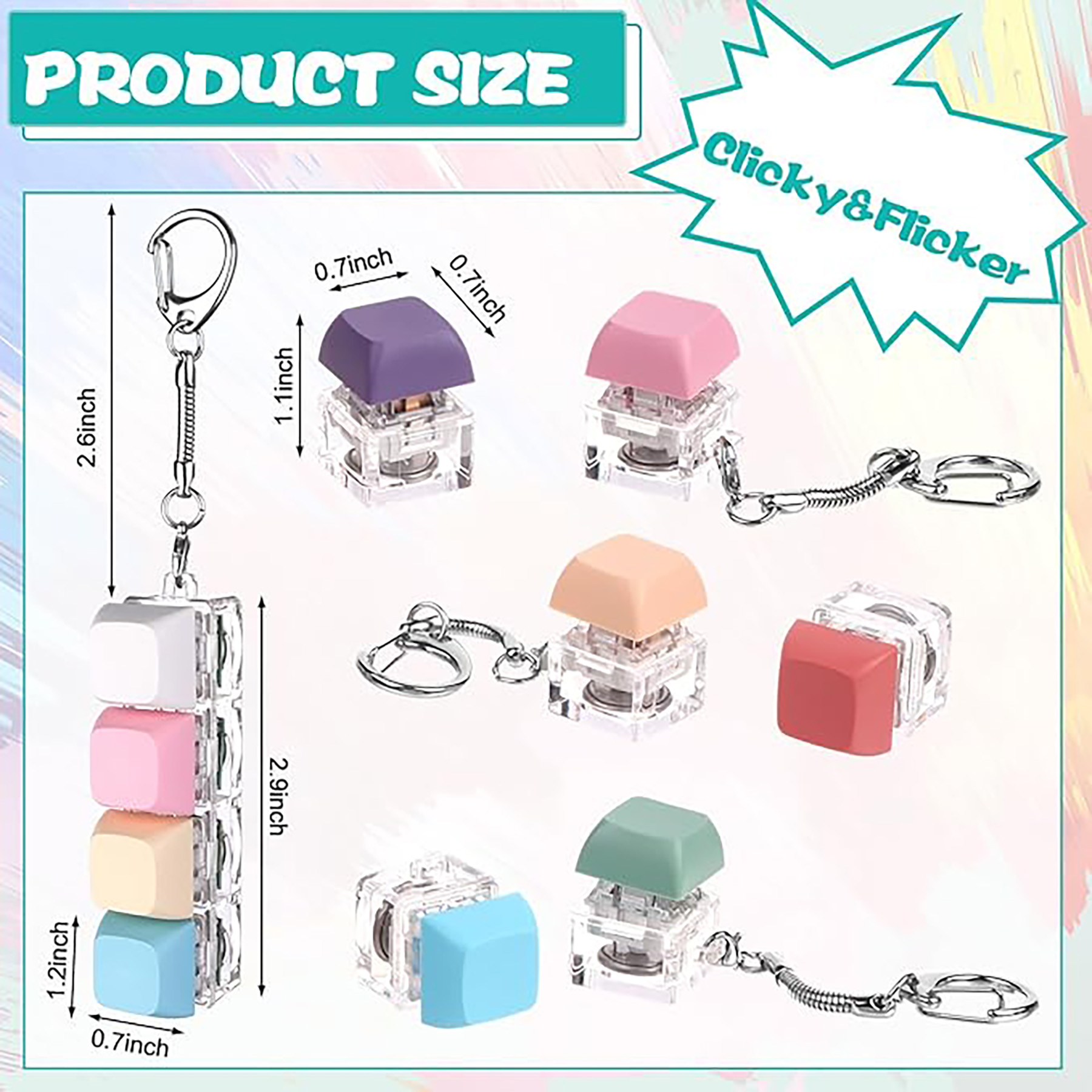 Keyboard Fingertip Decompression Keychain 6