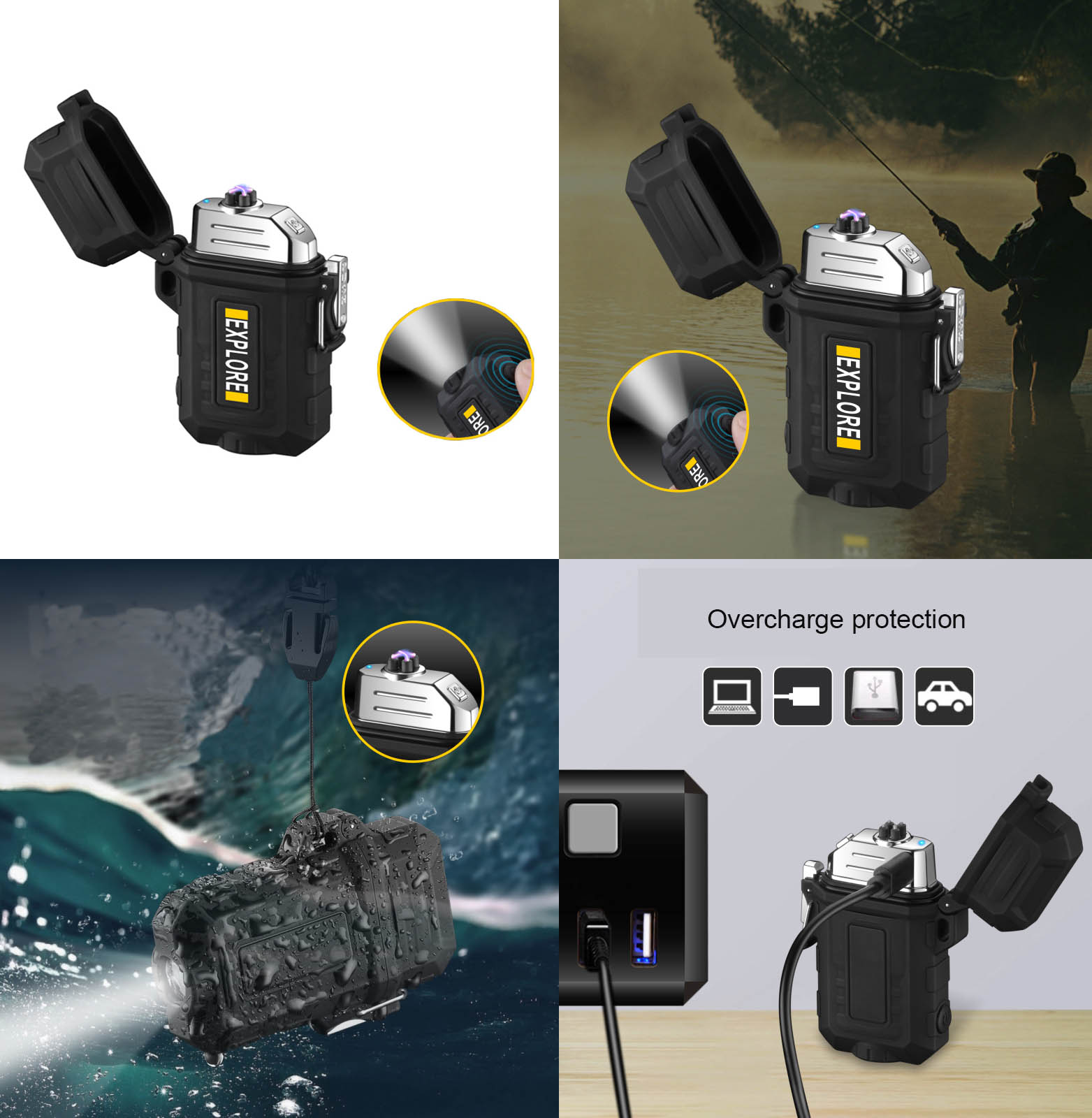 iBank ® USB Rechargeable Flameless Lighter with Flashlight 2