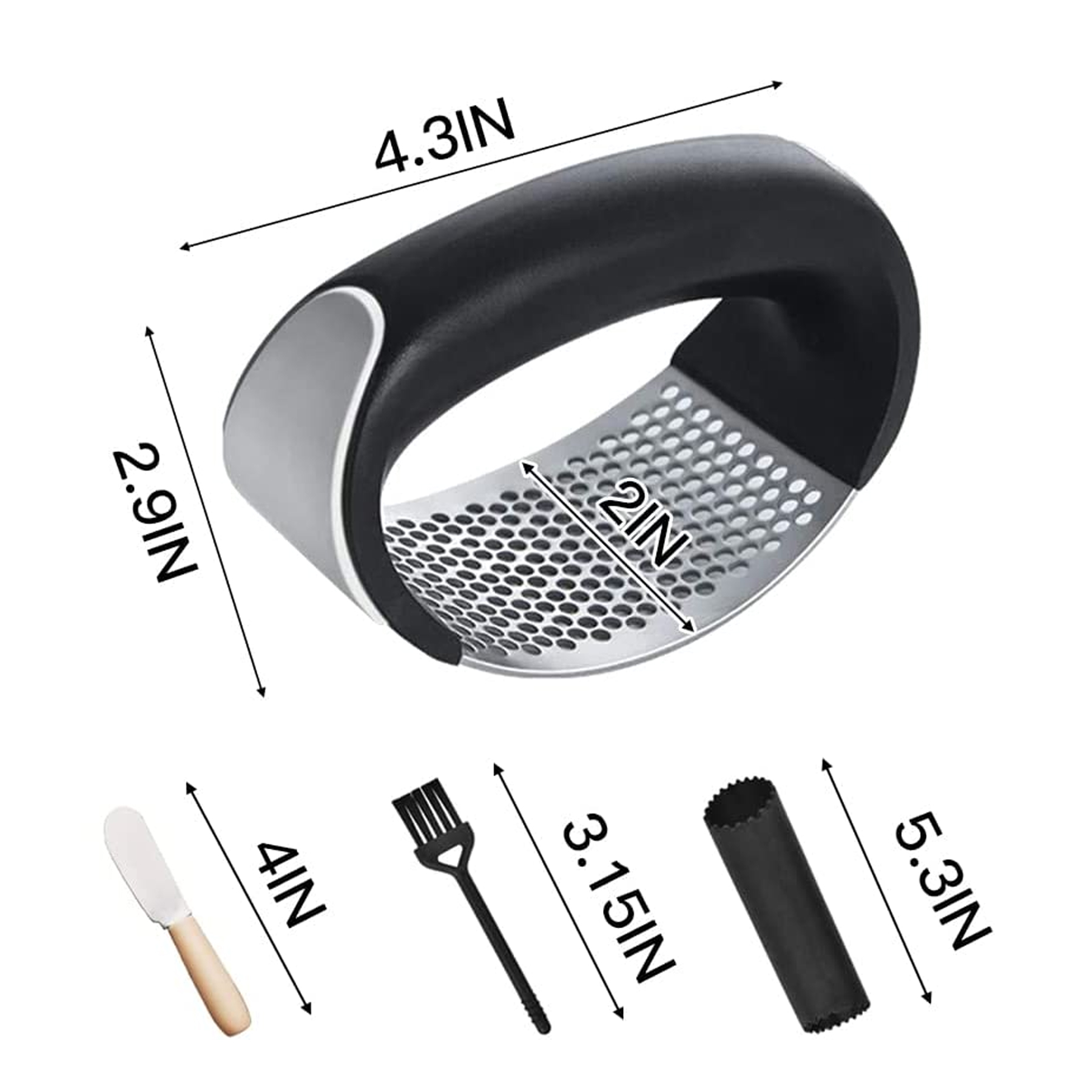 Stainless Steel Arc Shape Design Garlic Crusher 3