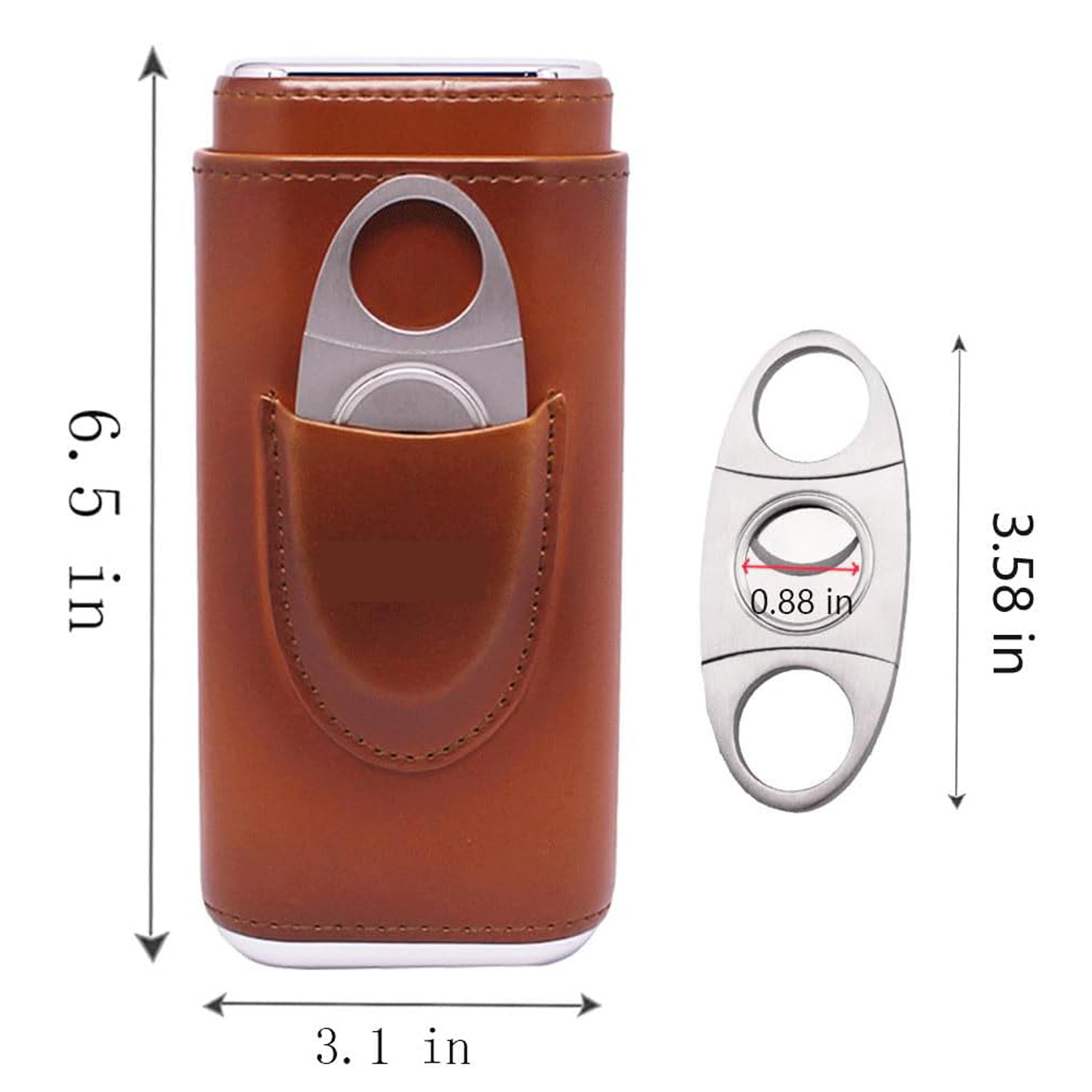 Brown Leather 3-Finger Cigar Holder 4