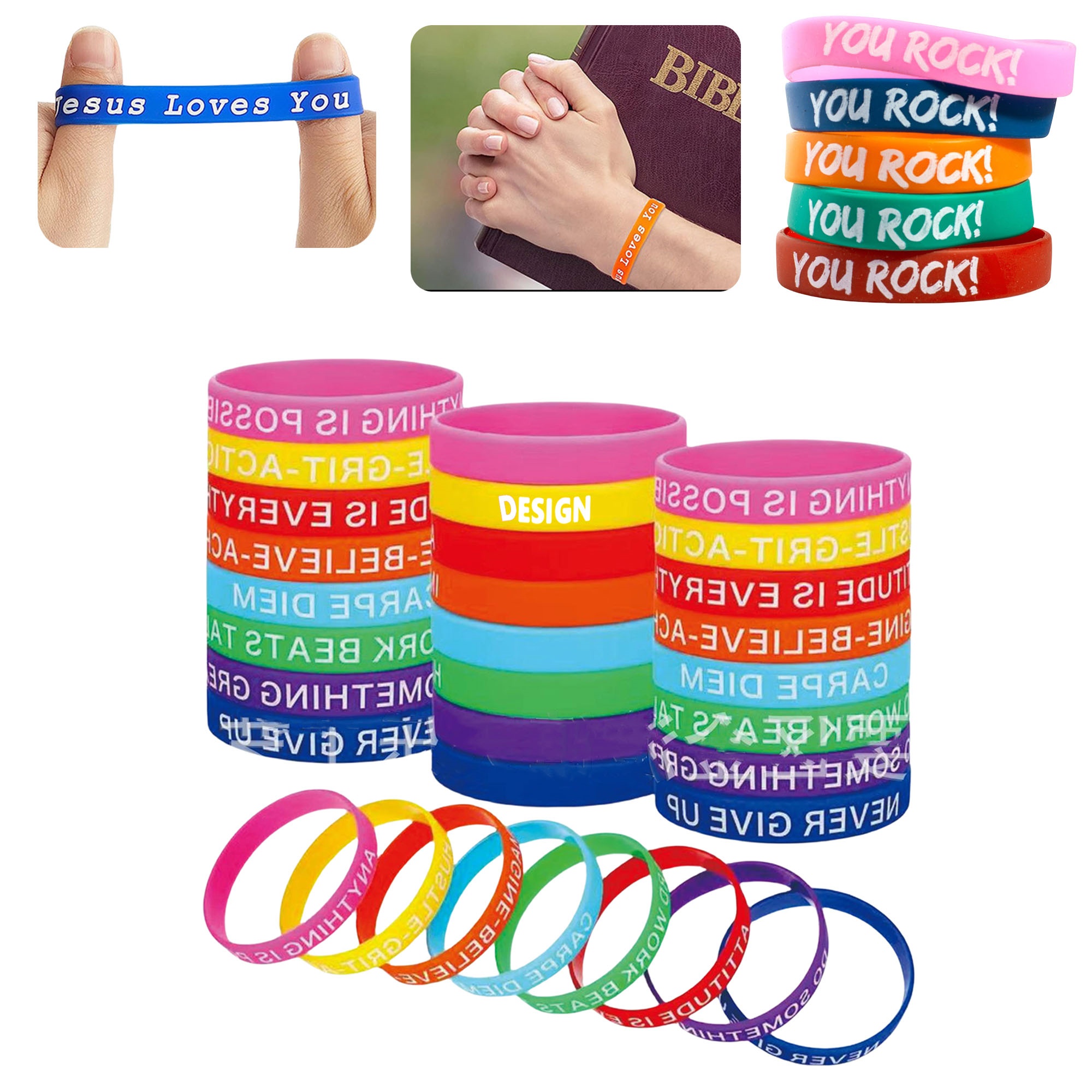 Colored Rubber Wristbands Silicone Bracelets 2