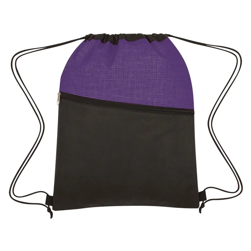 Crosshatch Two-Tone Non-Woven Drawstring Bag 5