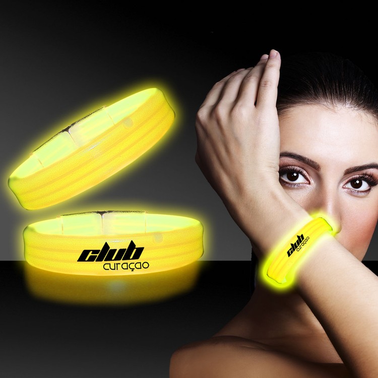Yellow 9" Deluxe Triple Wide Light Up Glow Bracelet