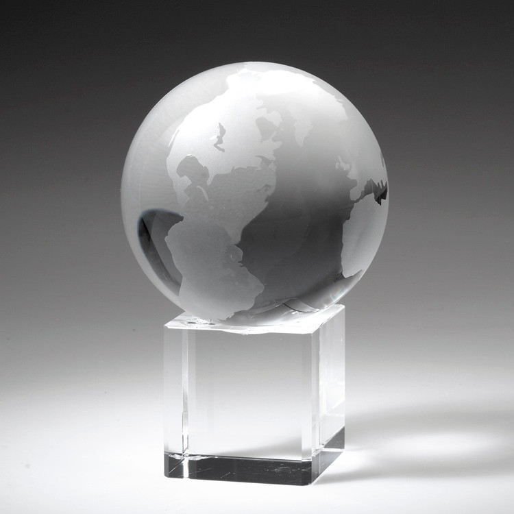 3 3/8" Crystal Globe on Cube Trophy Award 3