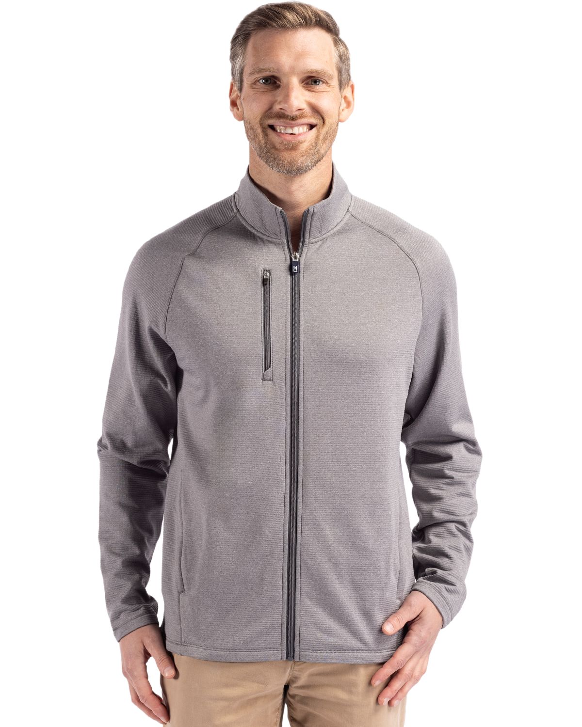 Cutter & Buck Peshastin Recycled Grid Fleece Mens Full Zip Jacket 14