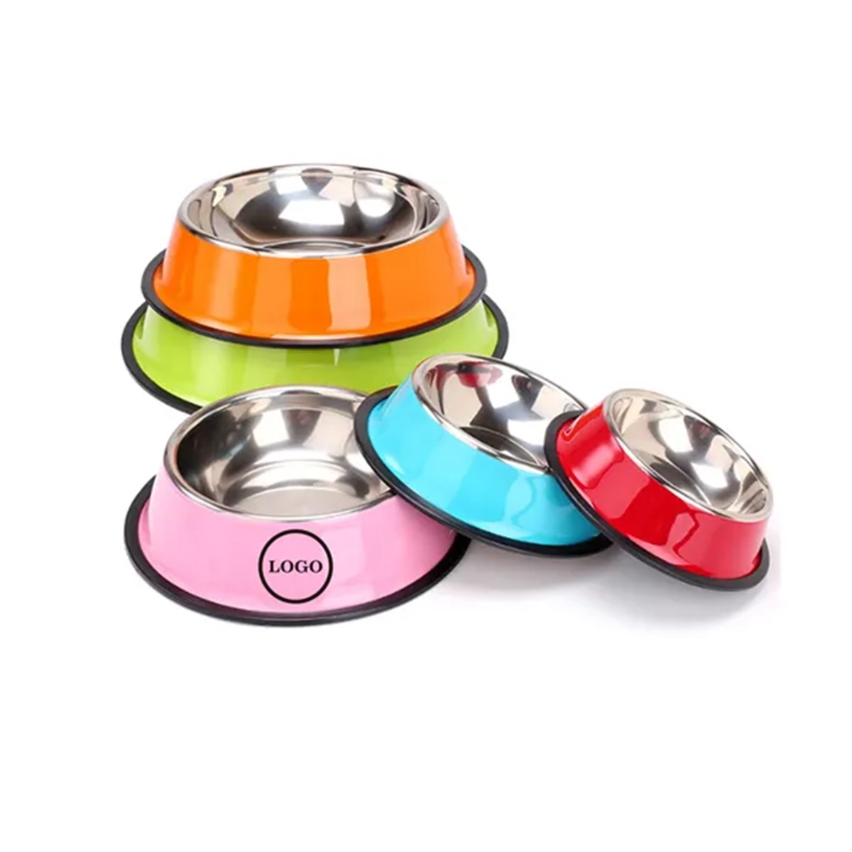 MOQ50 Double Walls Steel Pet Food Bowl 2