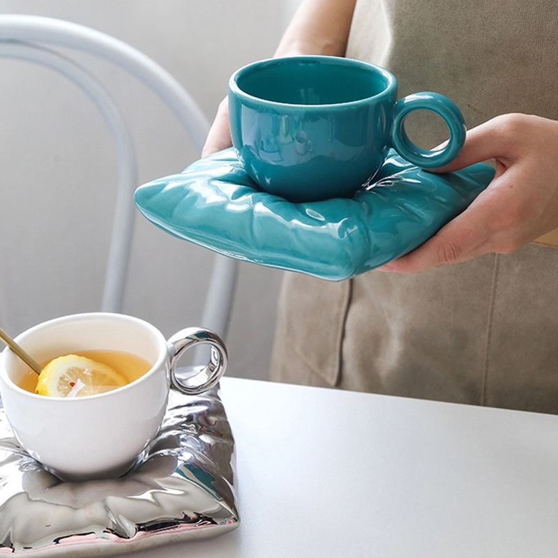 Custom 6.7 OZ. Ceramic Tea Cup Coffee Mug with Saucer Set 5