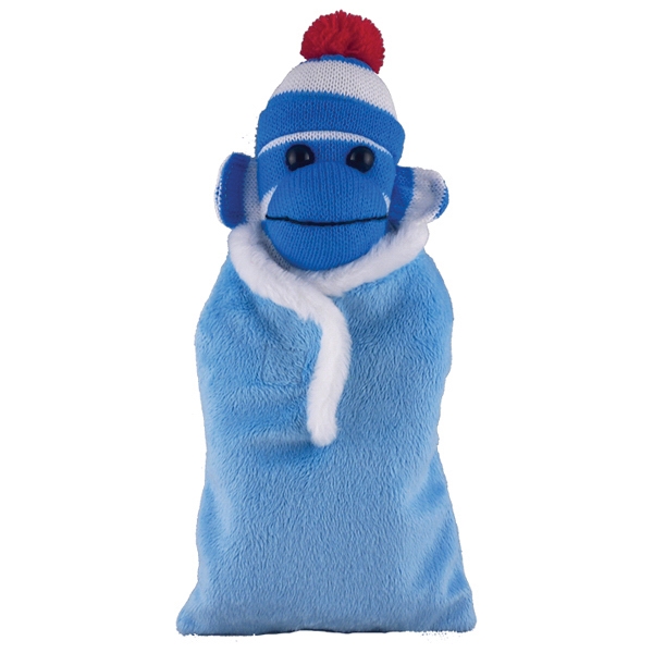 Blue Sock Monkey (Plush) in Baby Sleep Bag Stuffed Animal