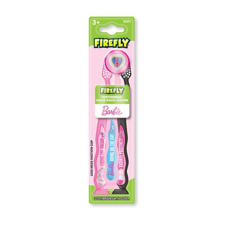 Kid's Barbie Soft Suction Toothbrush with Cap - 3 Ct 1