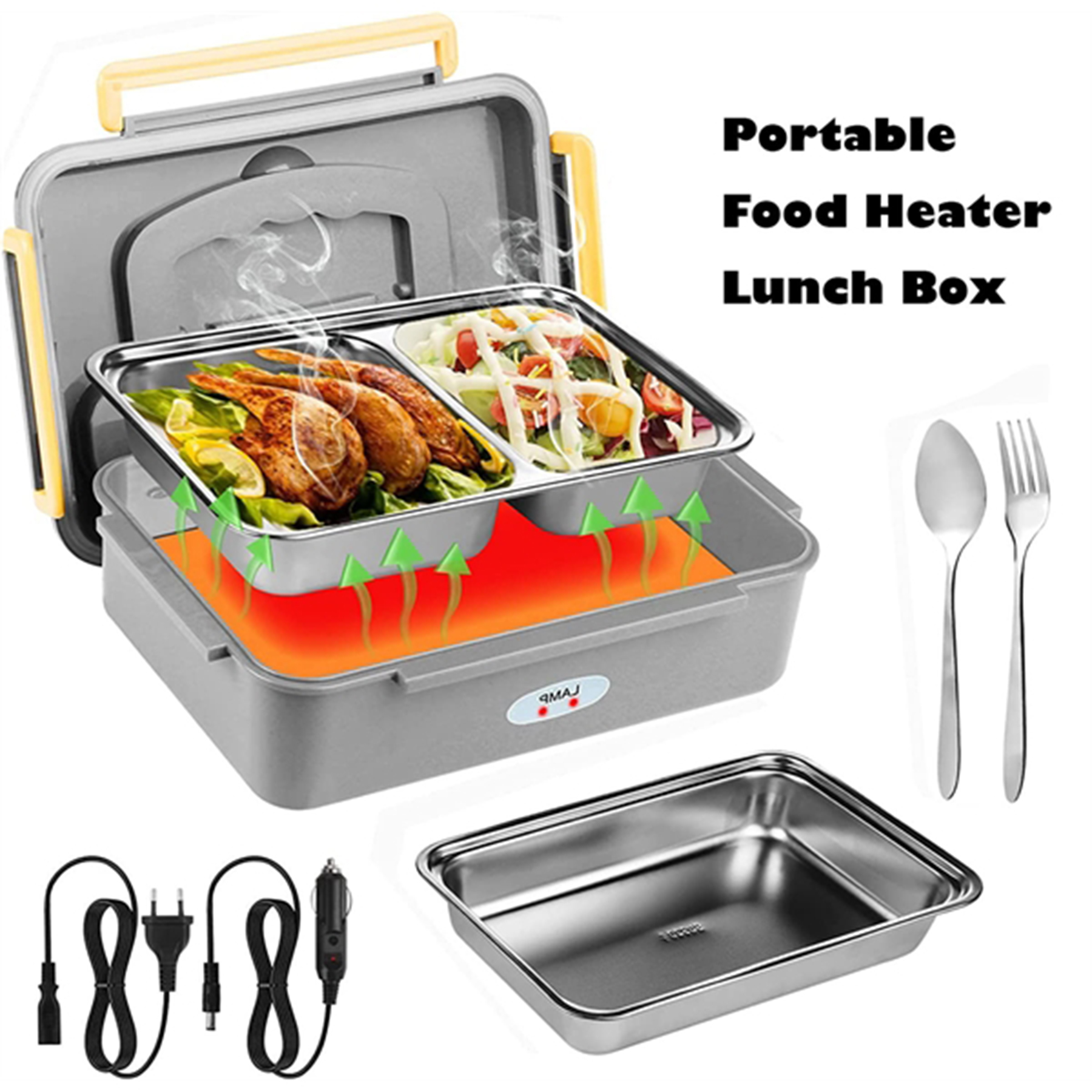 Portable 304 Stainless Steel Heated Lunch Boxes 2