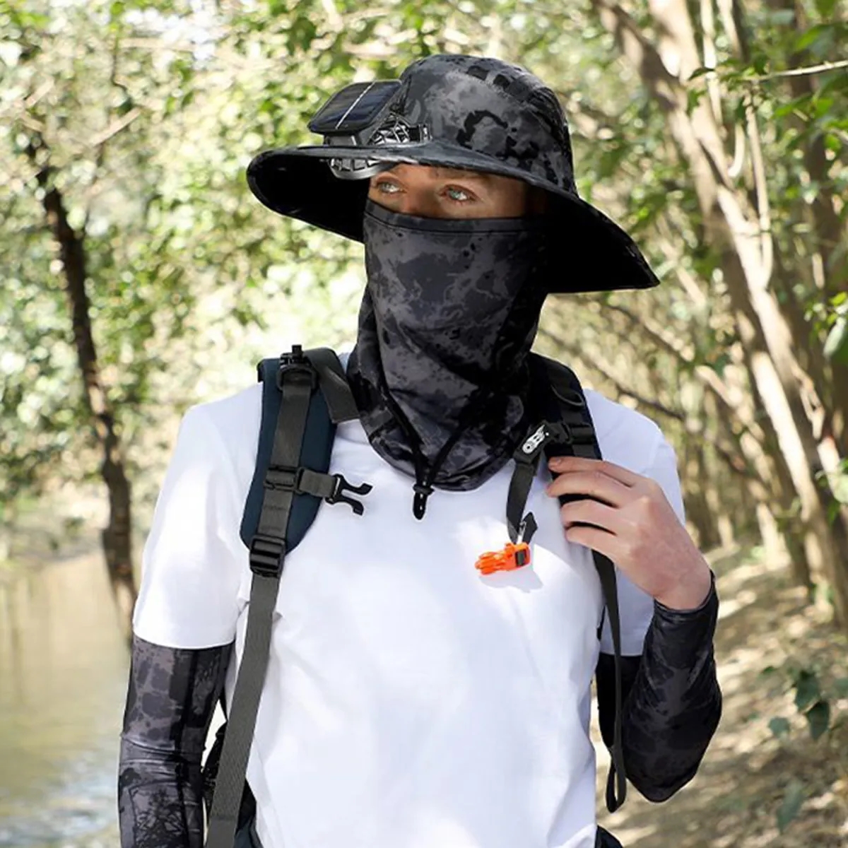 Solar Powered Cooling Boonie Hat With Fan And Wide Brim 5
