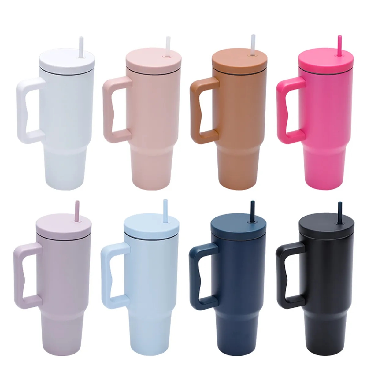 Modern 40 oz Tumbler Insulated with Handle and Straw Lid 2