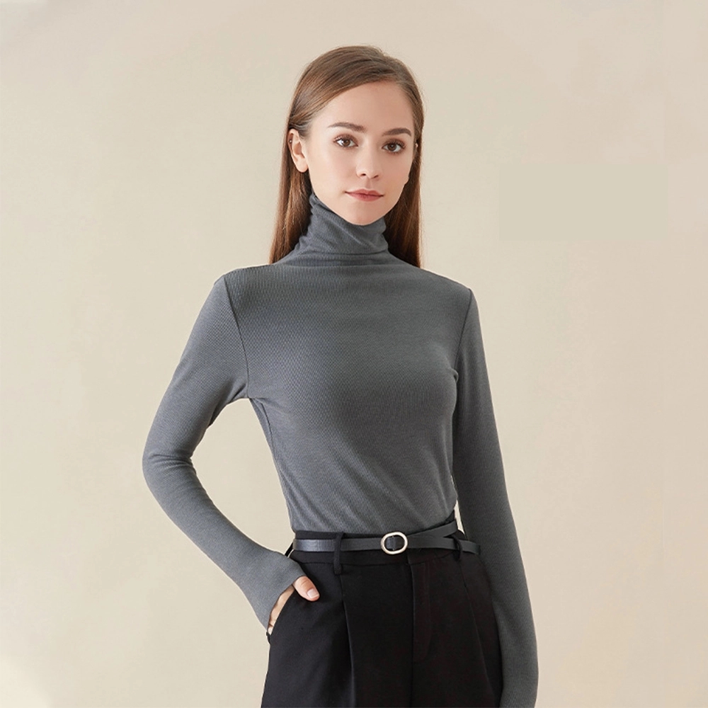 Women's Long Sleeve Turtleneck Pullover Slim Shirt Top 7