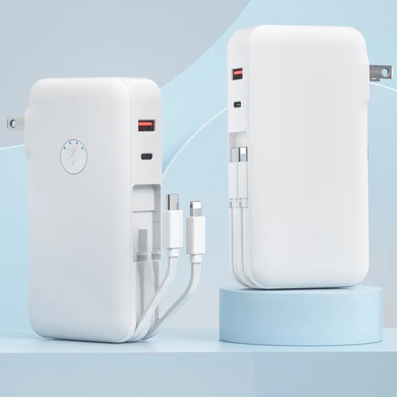 Portable Charger Built-in AC Wall Plug and Cables - 15000mAh 4