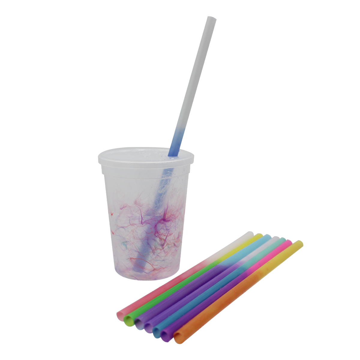 Mood 12 oz. Rainbow Confetti Cup/Straw/Lid Set 20