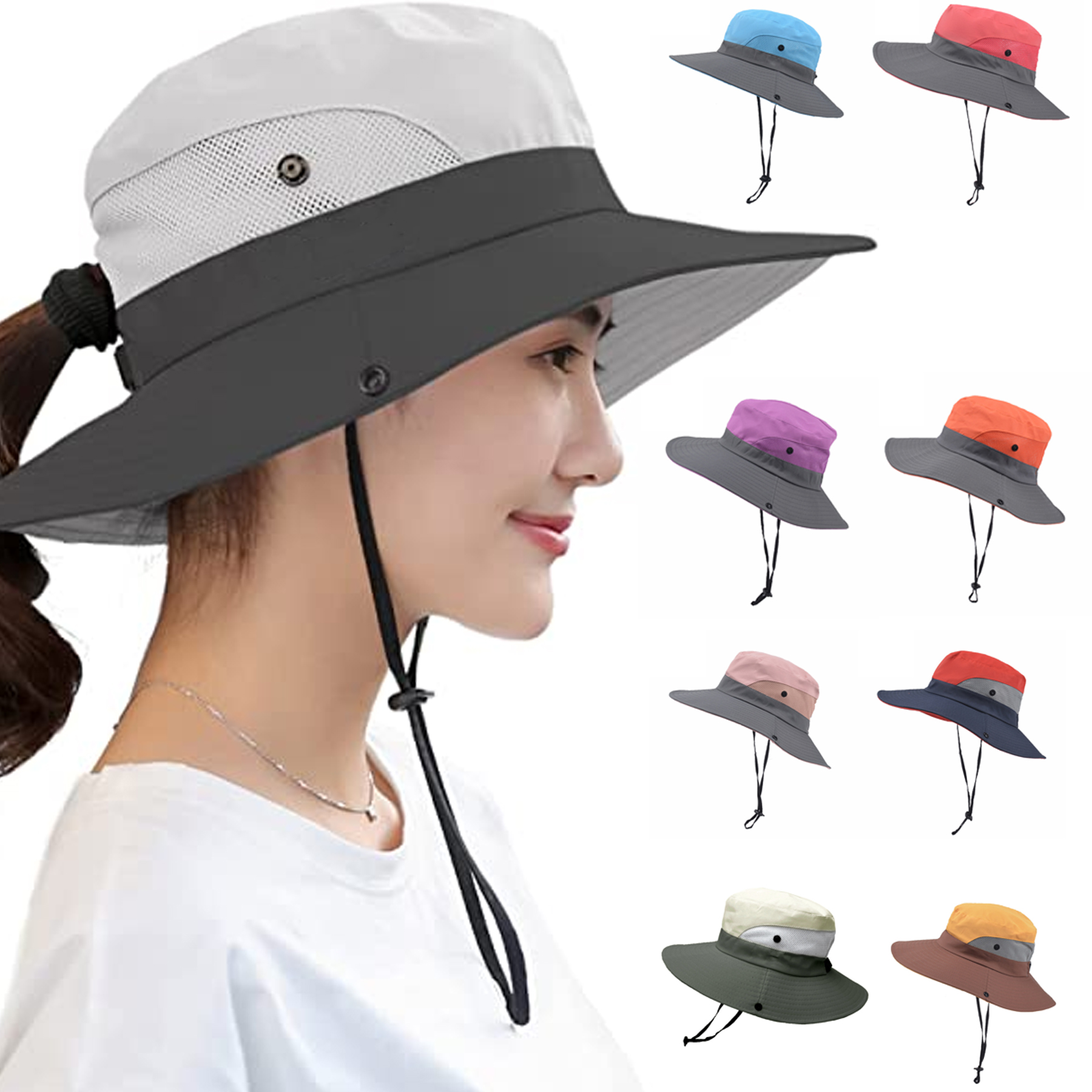 Women's Ponytail Sun Hat 1
