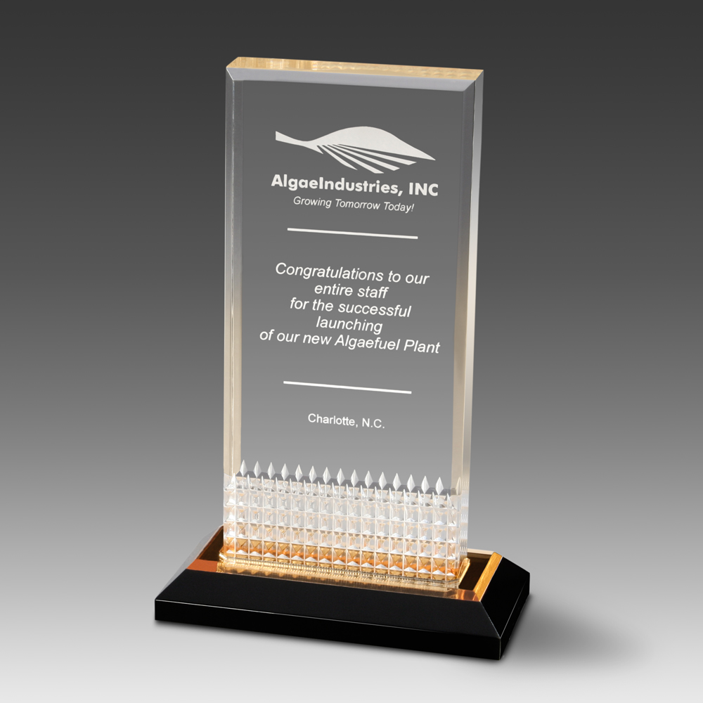 Beveled DiamondEdge Award w/Gold Reflective Bottom (5-1/8"x8-1/16"x2") 2