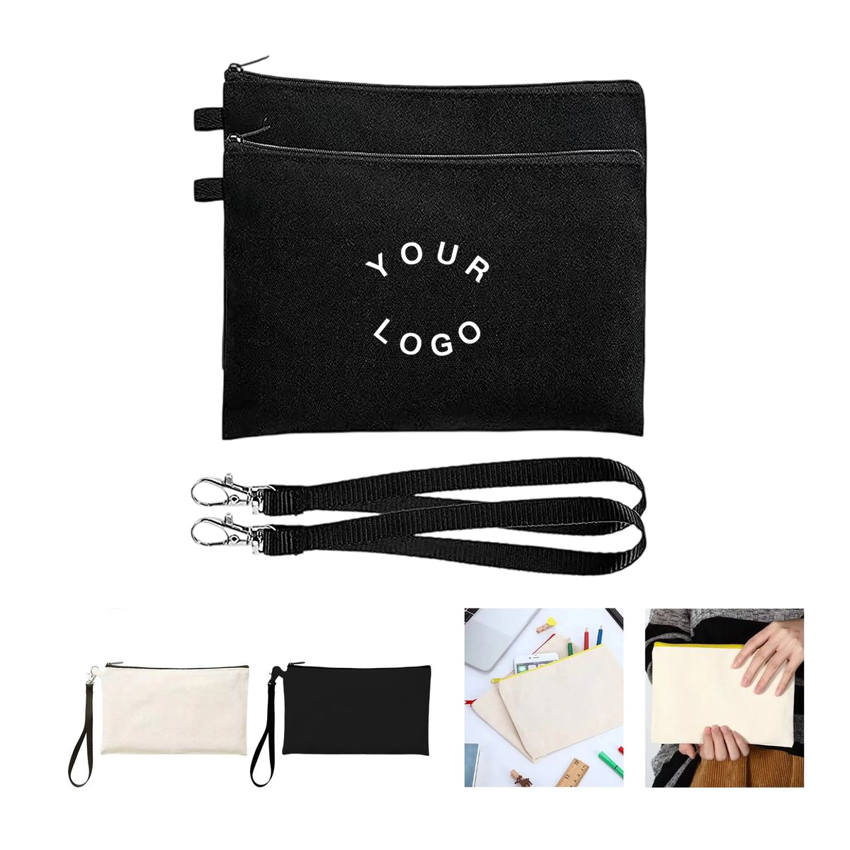 Portable Zipper Canvas Bag for Supplies and Makeup 2