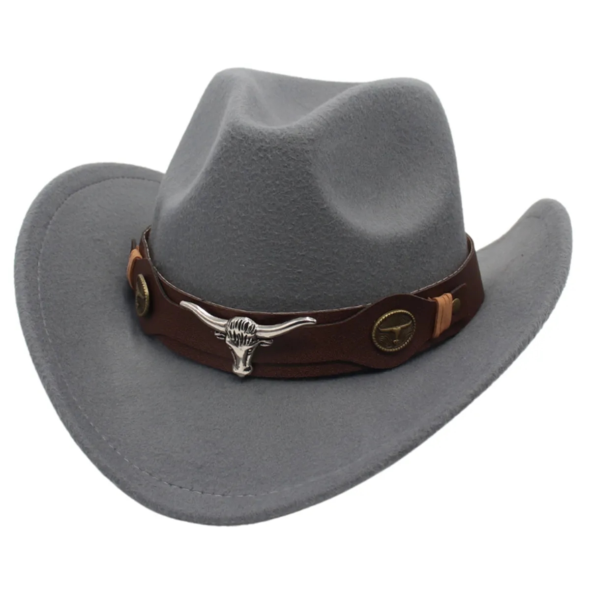 Unisex Classic Western Cowboy Men Felt Wide Brim Hats 6