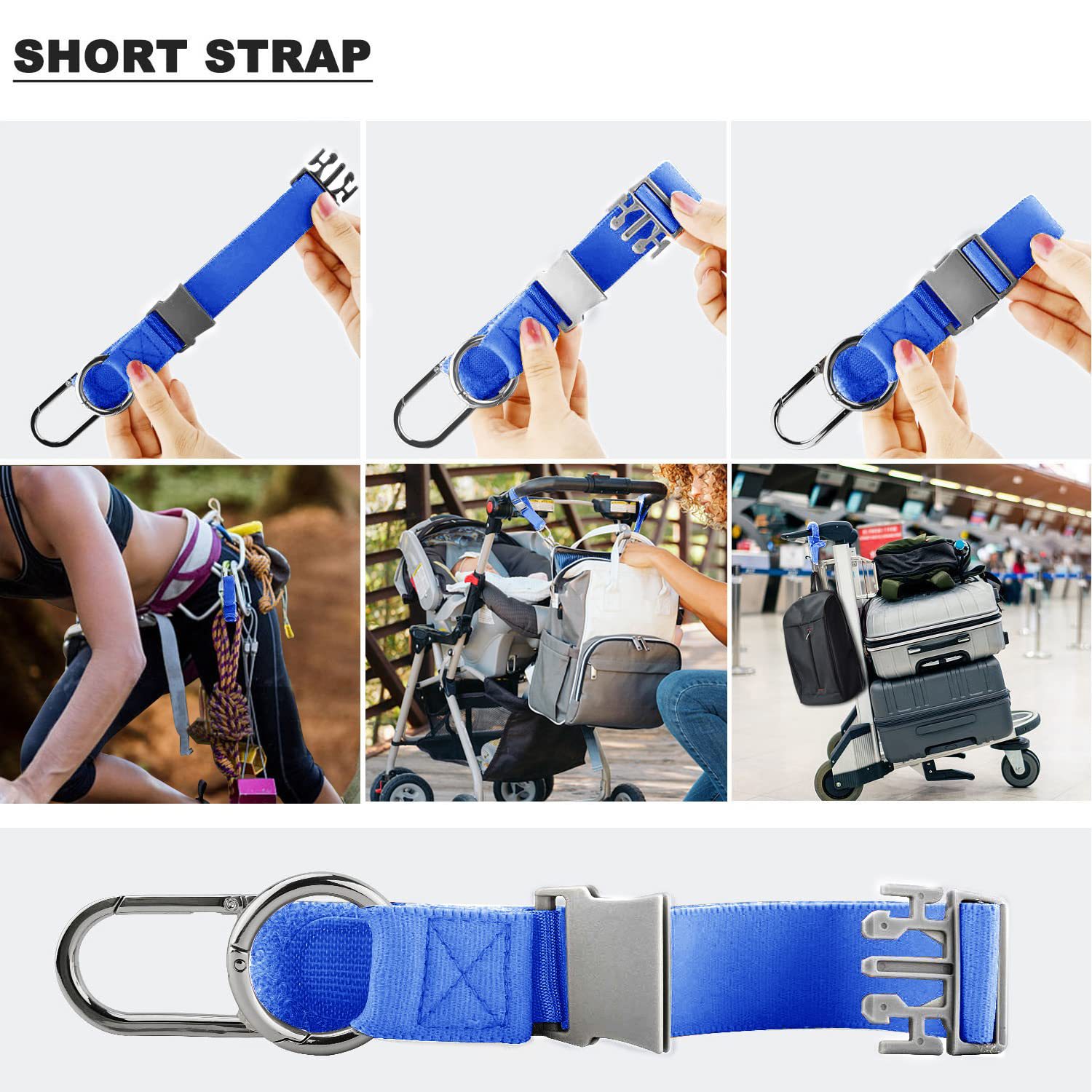 Elastic Jacket Gripper Travel Strap with D-Ring Hooks and Buckle 8