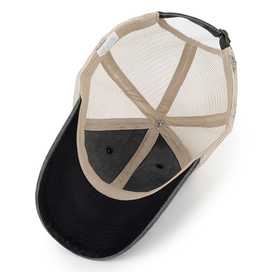 Stock 2-Tone Washed Cotton 6-Panel Trucker Cap 32