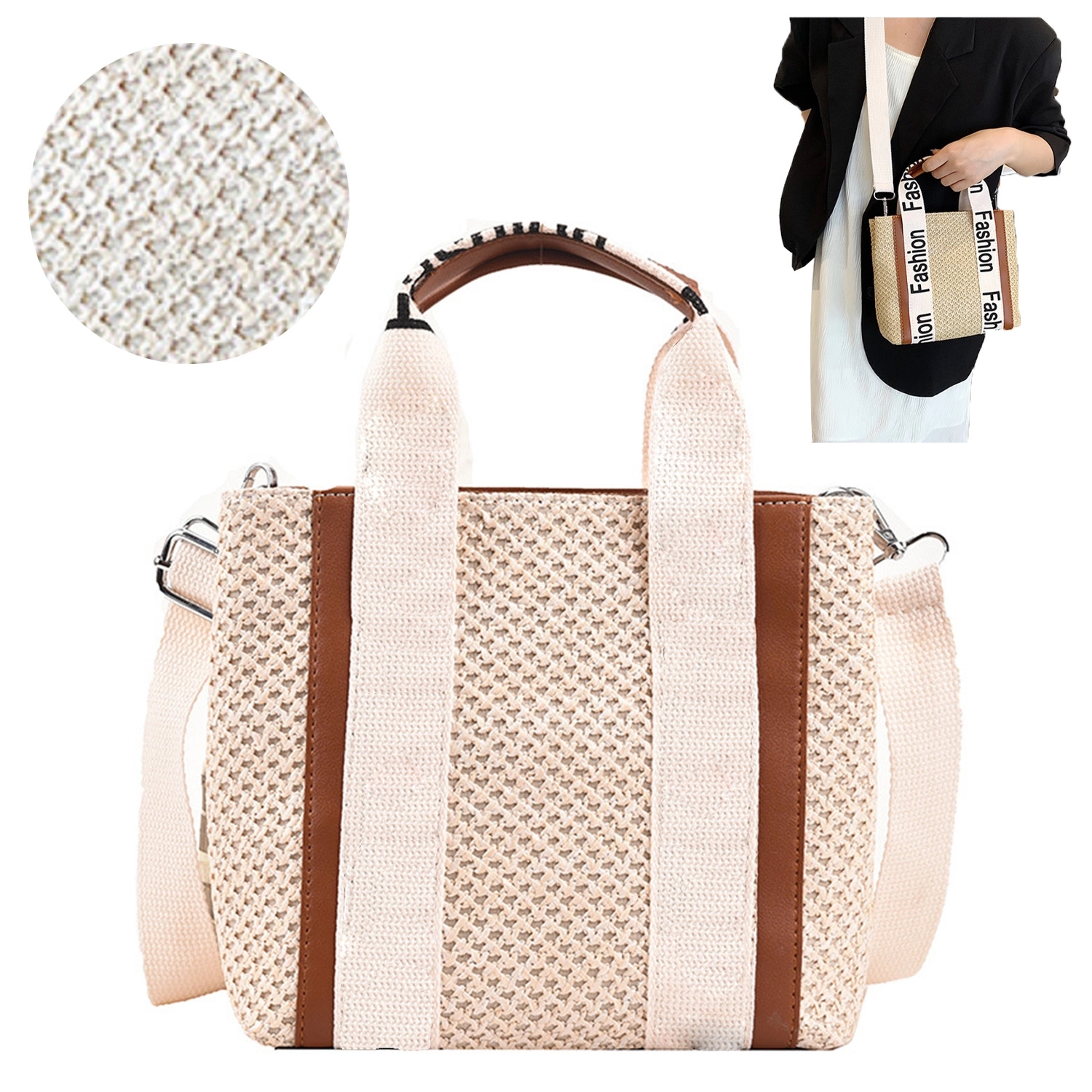 Straw Hand Bag, custom tote bag with logo imprint 3