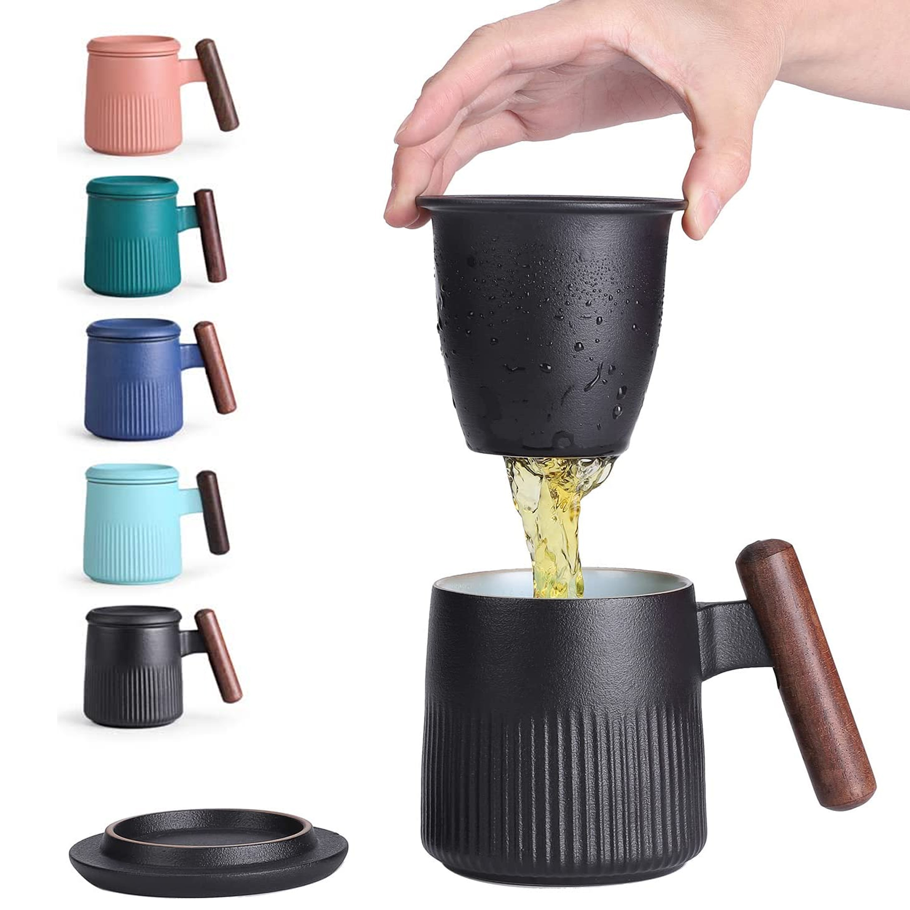 10 Oz Ceramic Teacup with Infuser and Lid 1