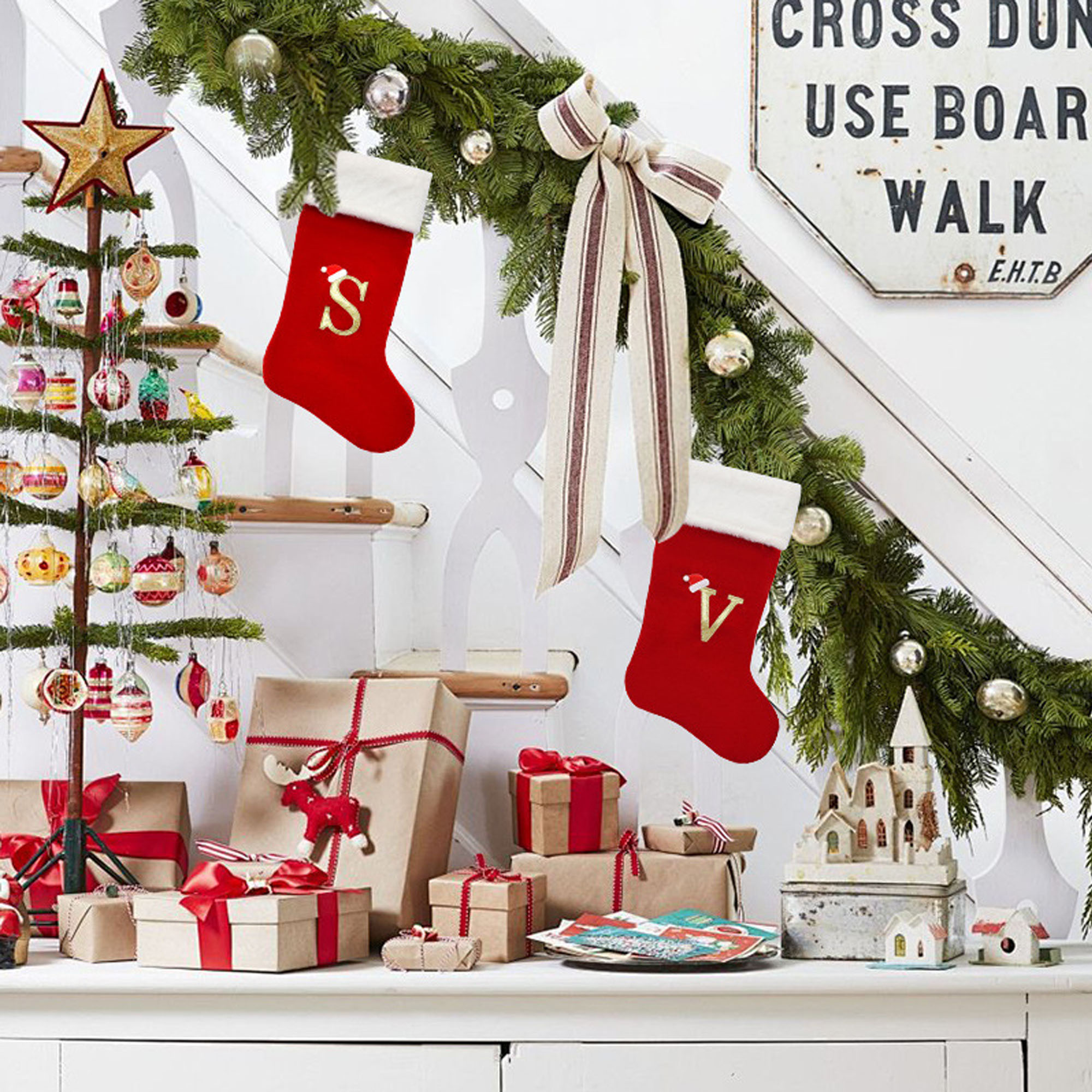 Premium Red Christmas Stockings with Personalized Letters 4