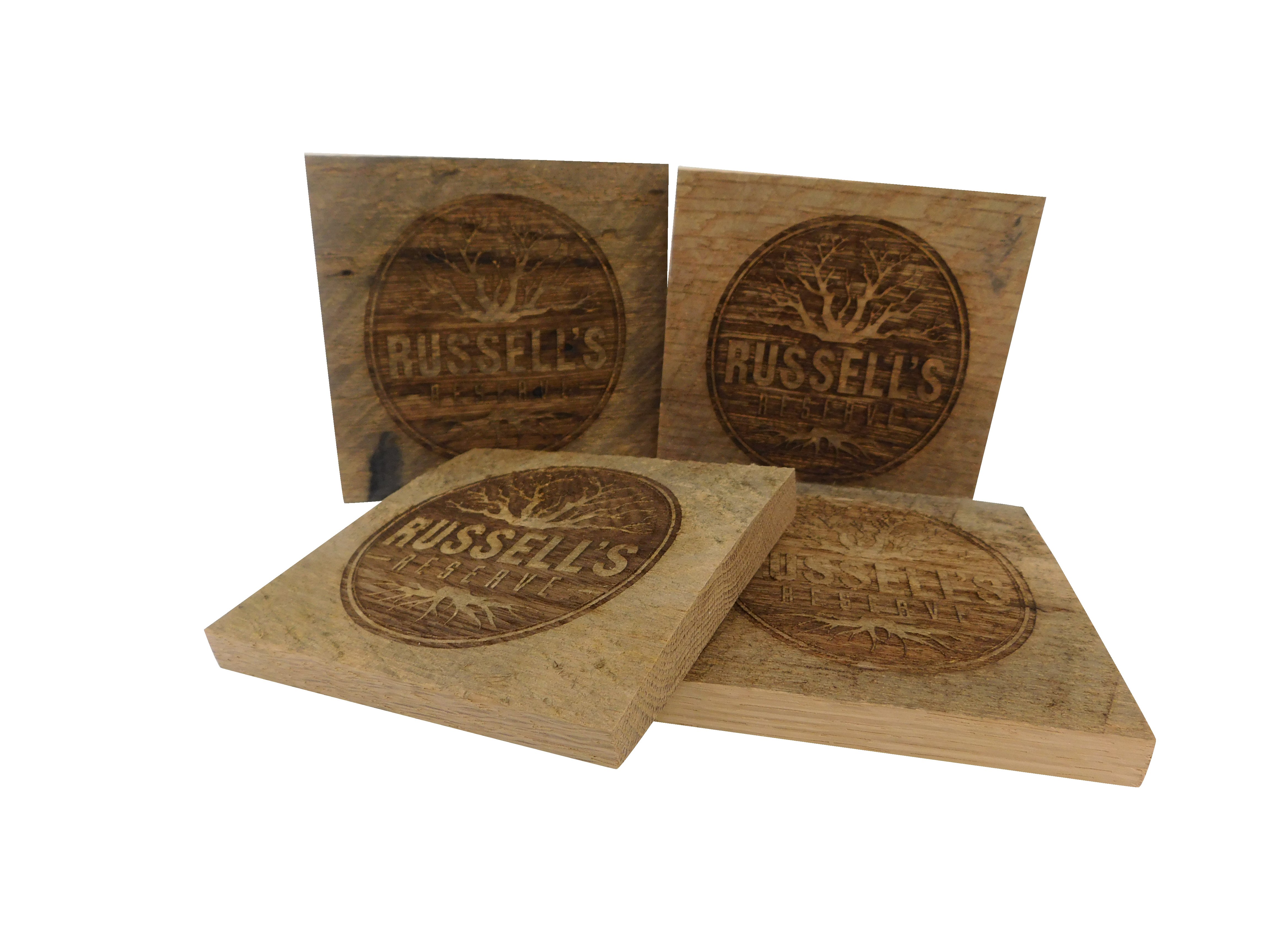 Reclaimed wood coaster with laser engraving 2