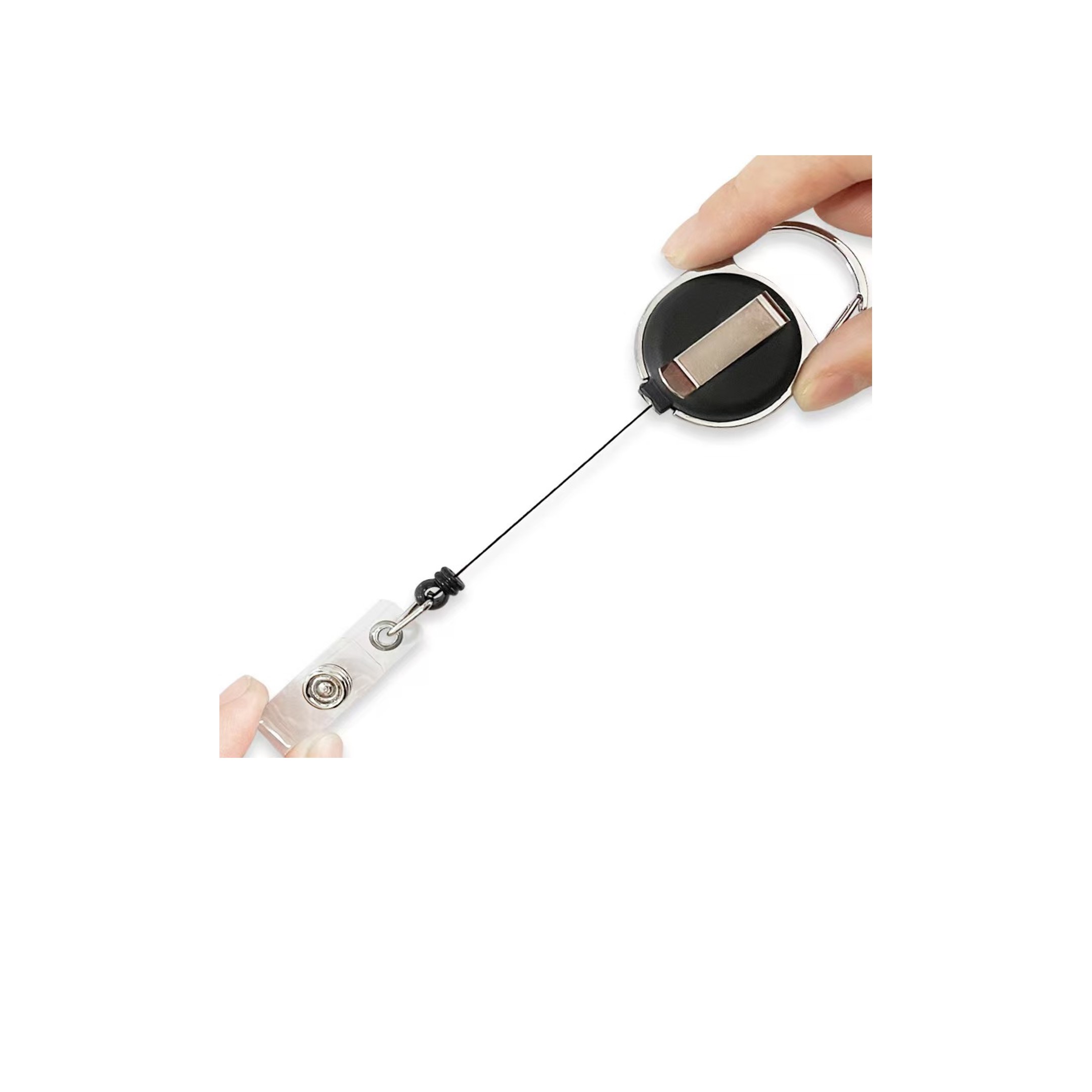 Transparent Oval Retractable Badge Holder with Clip 2