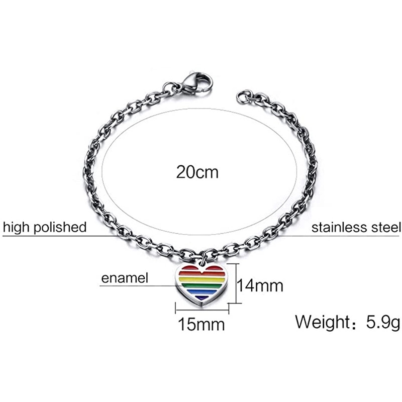 Lgbt Heart Shape Stainless Steel Chain Bracelet 3