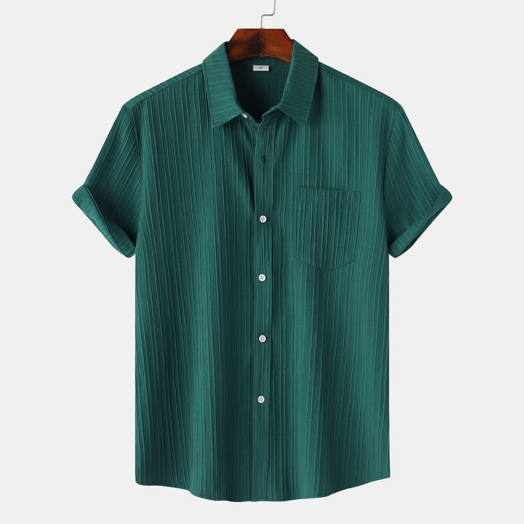 Men's Short Sleeved Solid Color Shirt Top 12