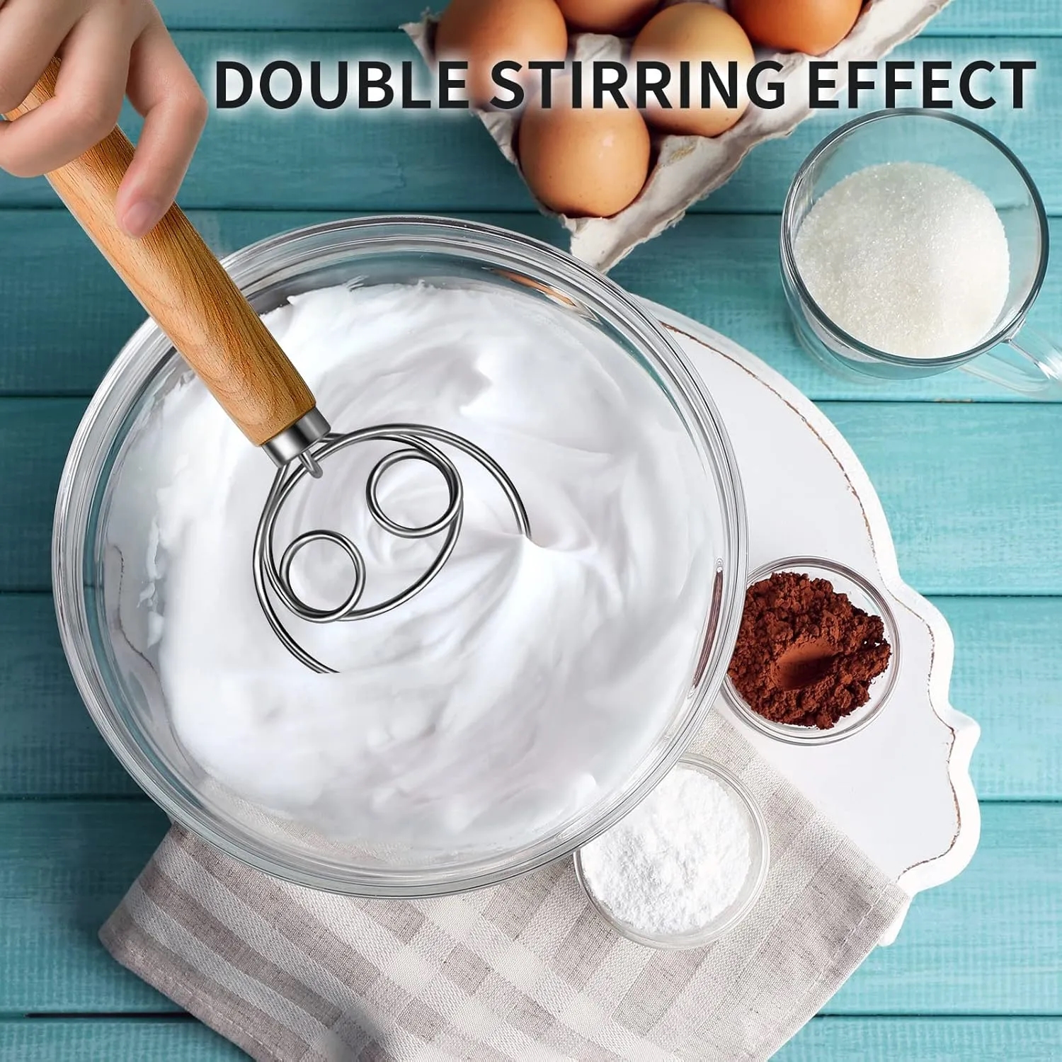 Wooden Handle Bread Dough Whisk 9
