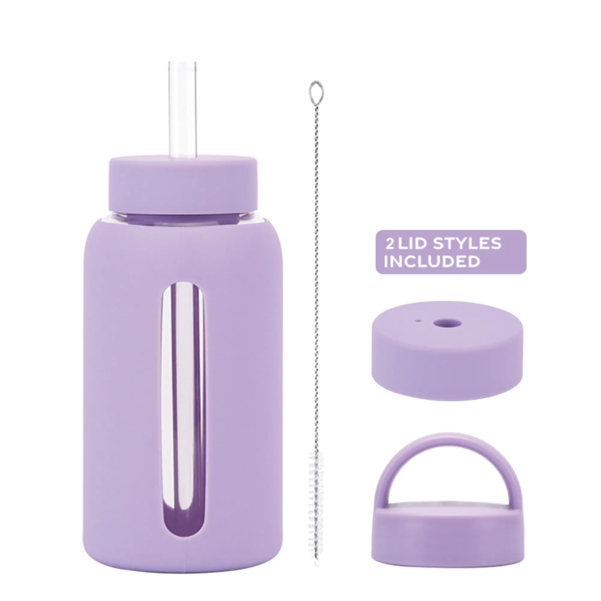 20oz Silicone-Sleeved Glass Tumbler with Straw & Dual Lids 12