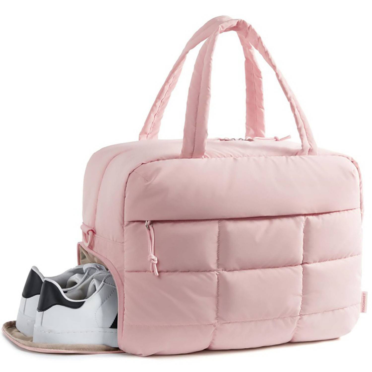 Quilted Nylon Fluffy Tote Bags W/ Shoe Compartment 6