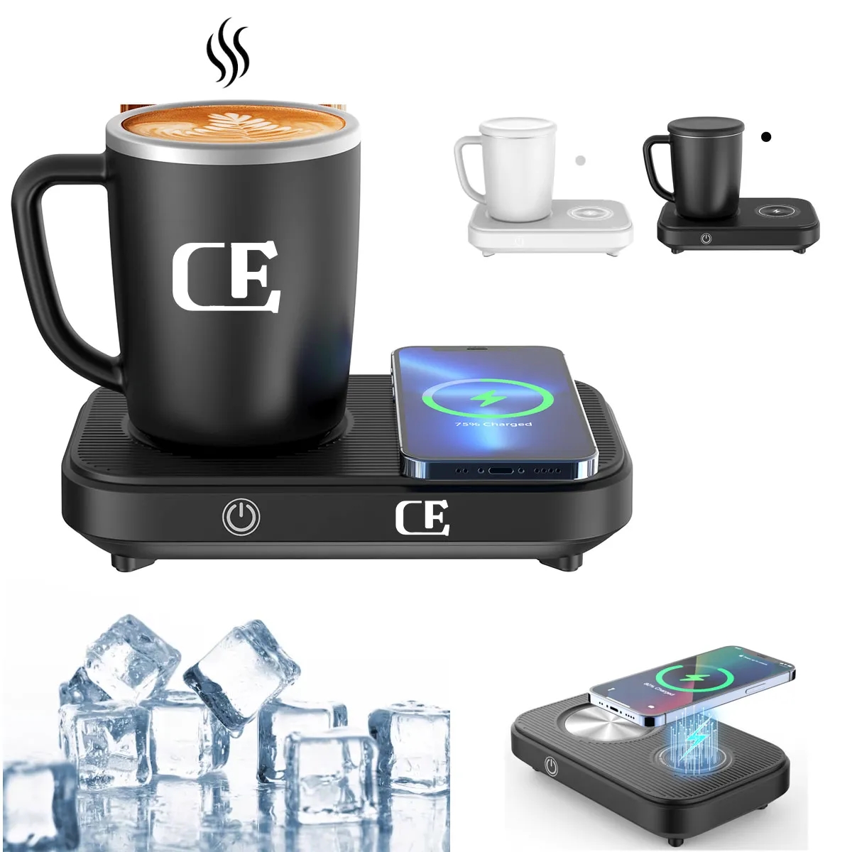 3 in 1 Heating Cooling Coffee Mug Warmer with 15W Wireless C 5