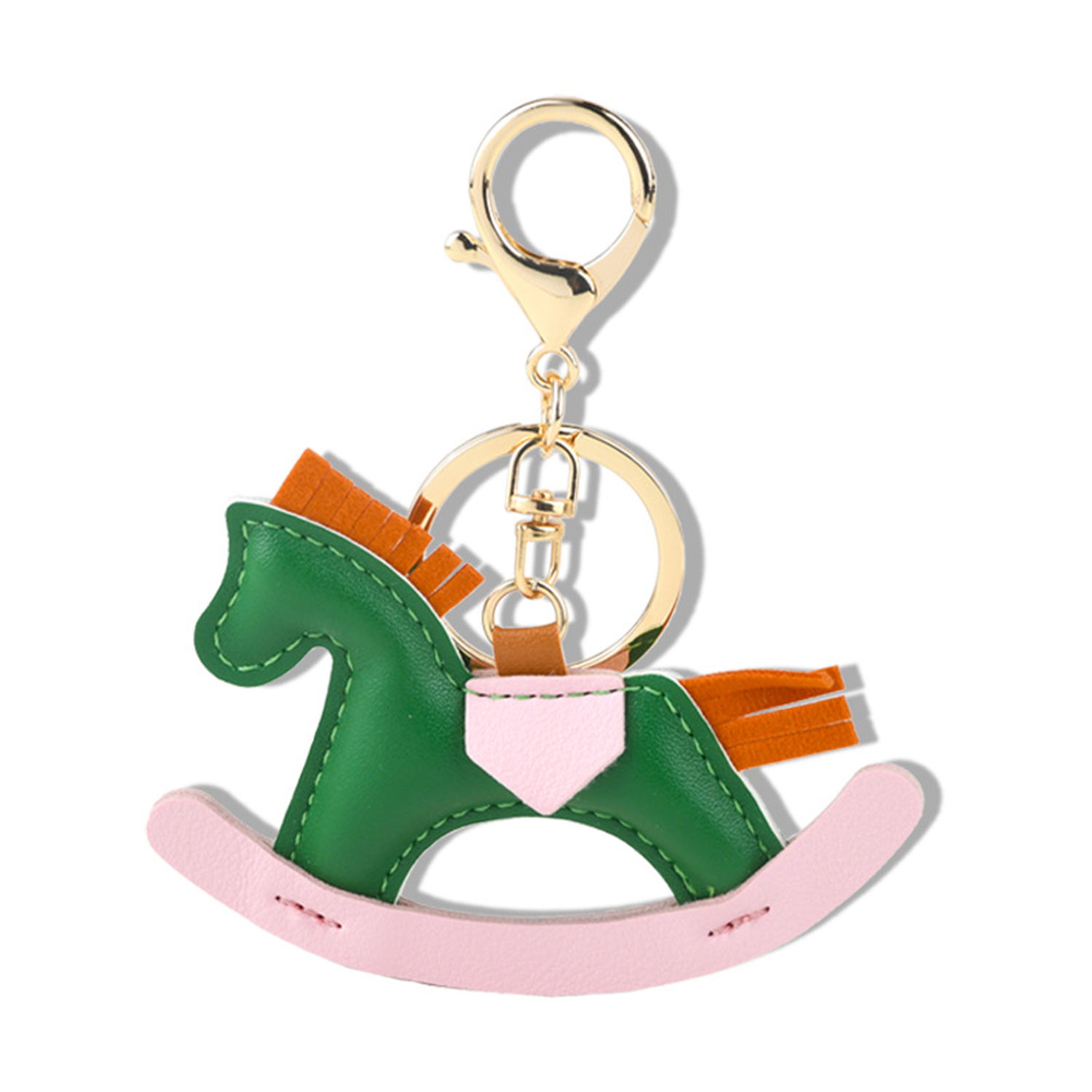 Vintage PU Leather Rocking Horse Pendant Keychain 7