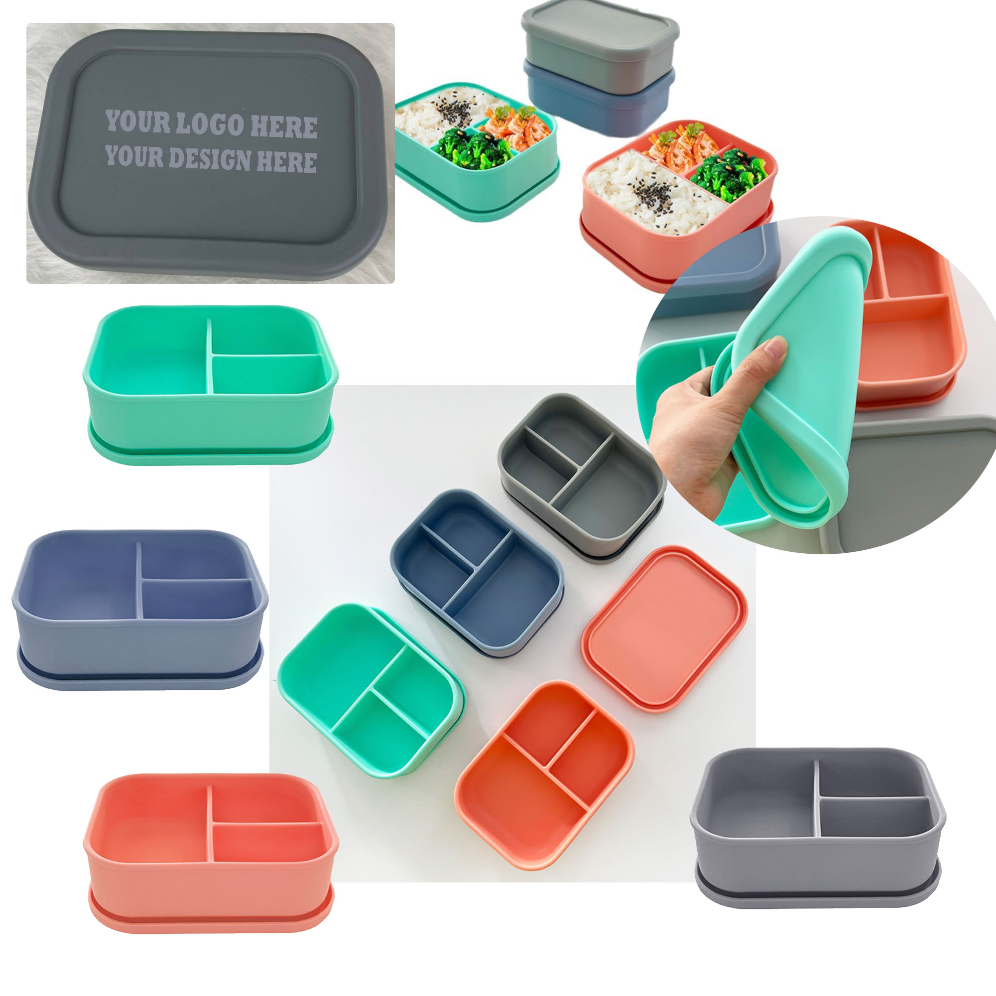 MOQ50 Food-Grade Silicone Lunch Box 2