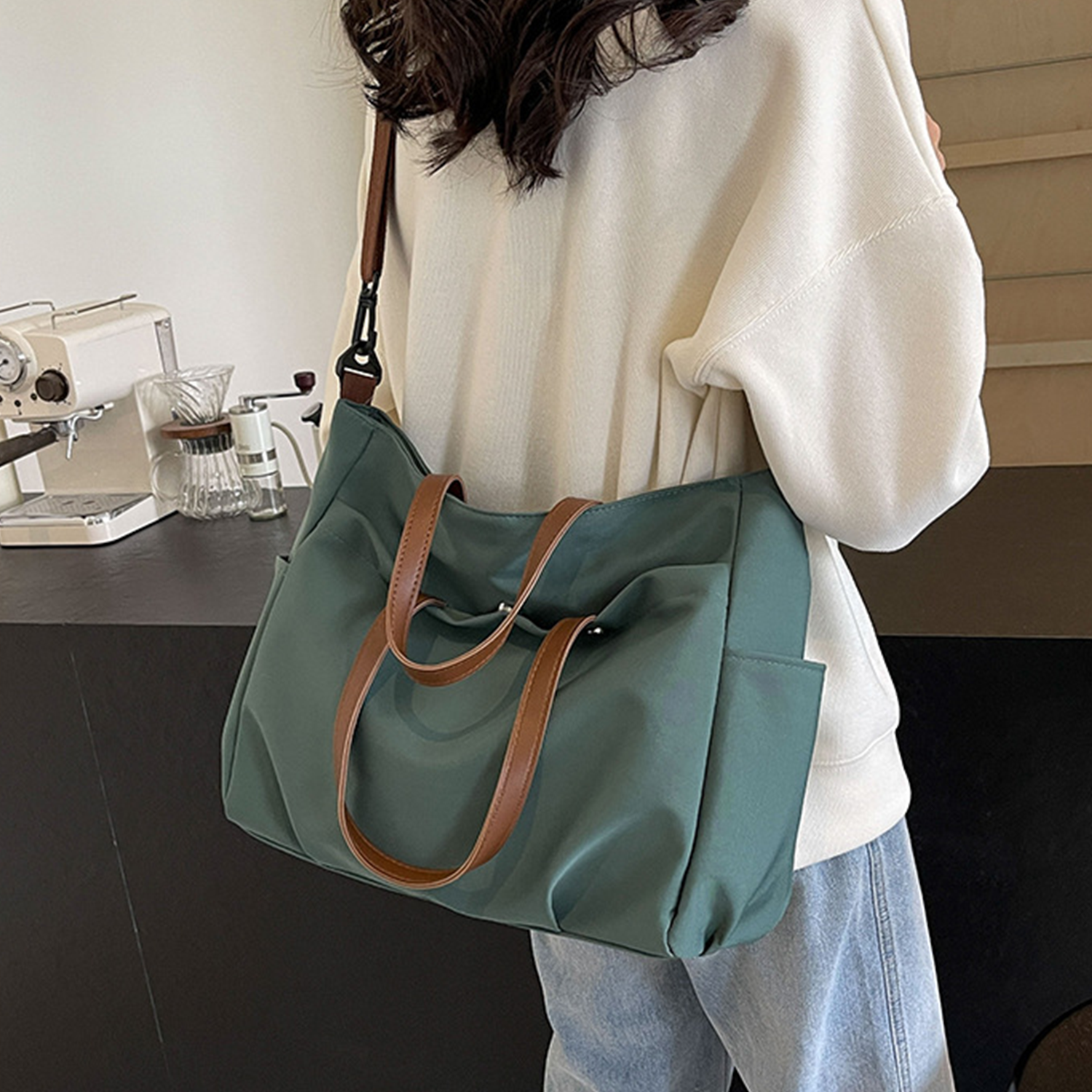 Large Capacity Canvas Shoulder Tote Bag, custom tote bag with logo imprint 12