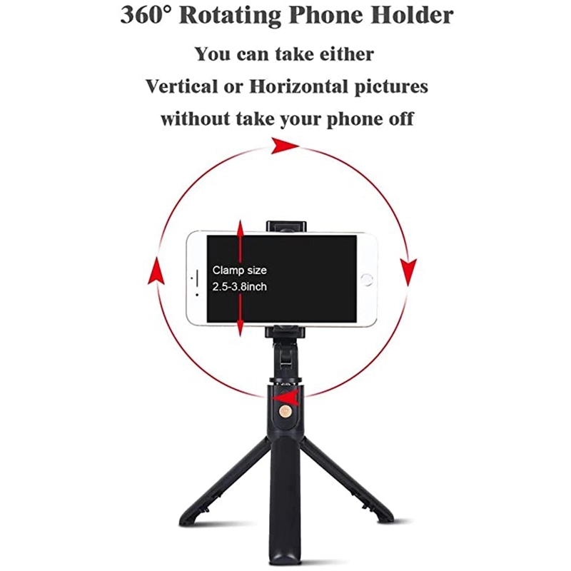 Selfie Stick Tripod with Removable Wireless 3