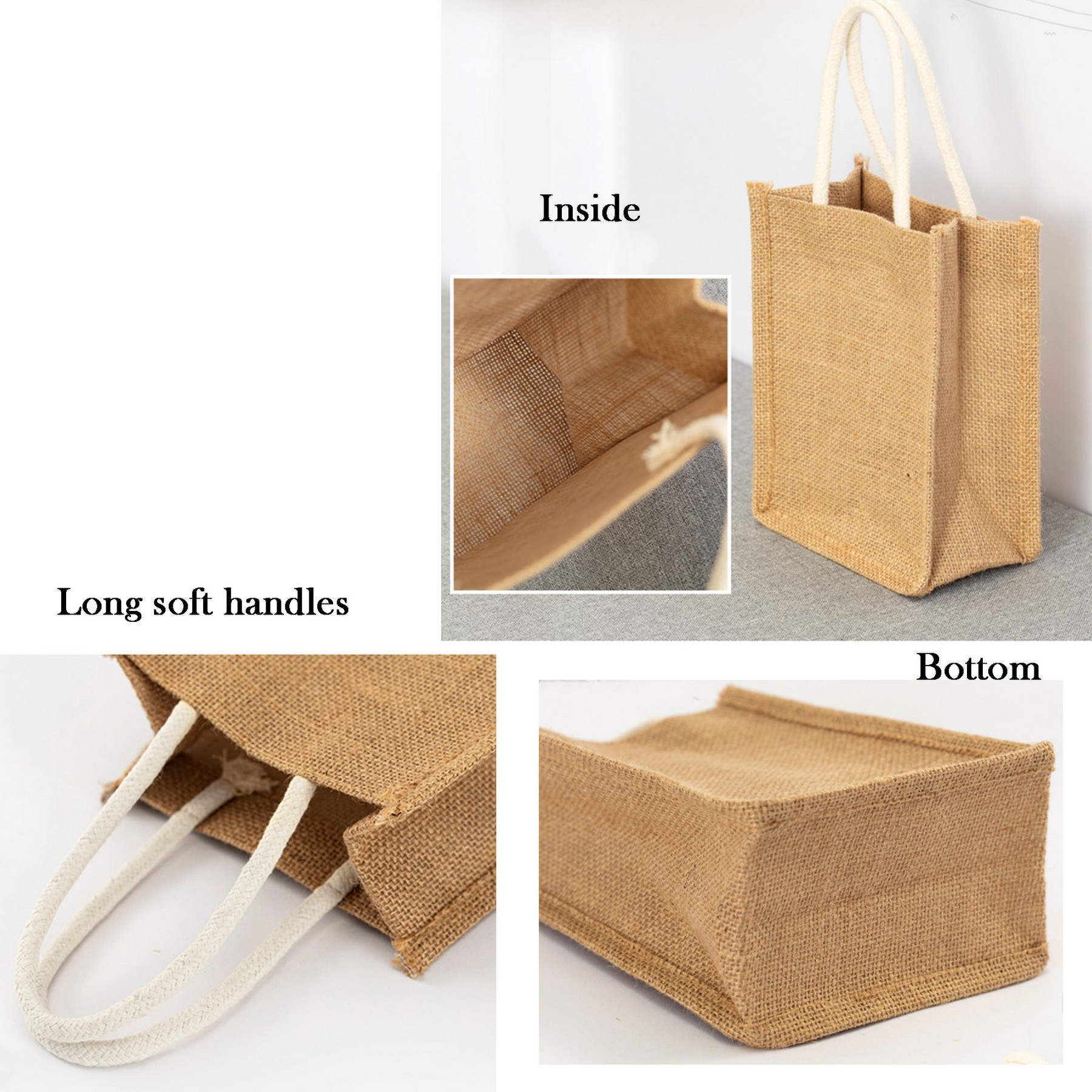 Jute Tote Bag With Cotton Handle, custom tote bag with logo imprint 2