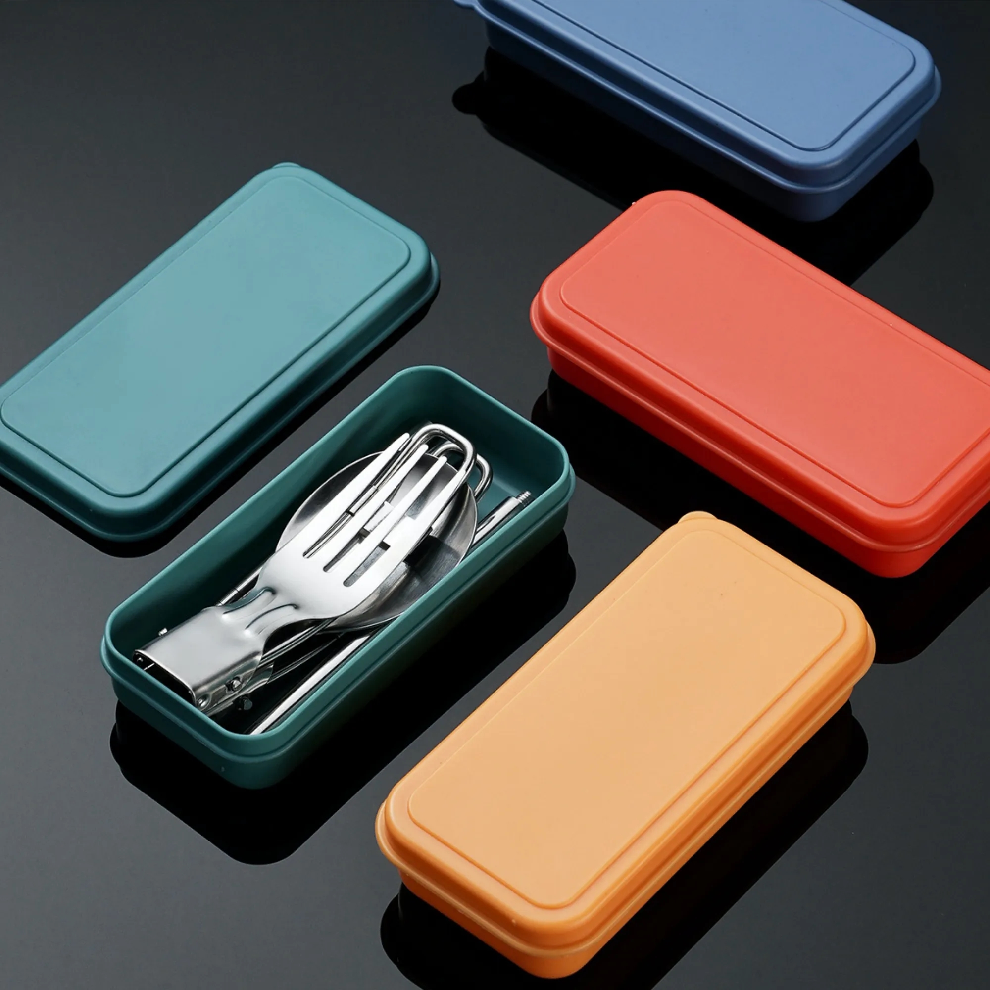 Foldable Stainless Steel Knife Fork Cutlery Utensil Set 4