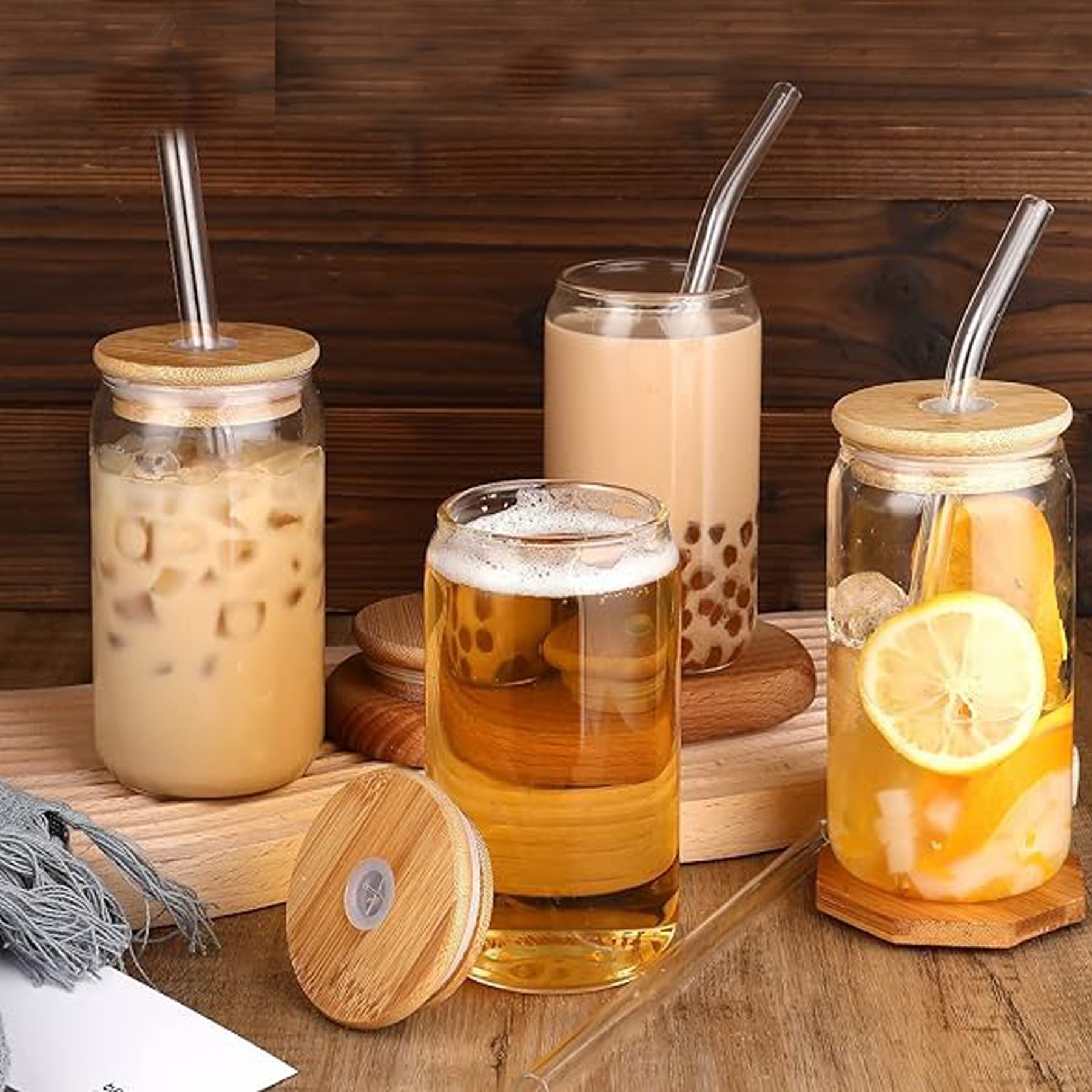Glass Cups with Lids and Straws, Coffee cups 3