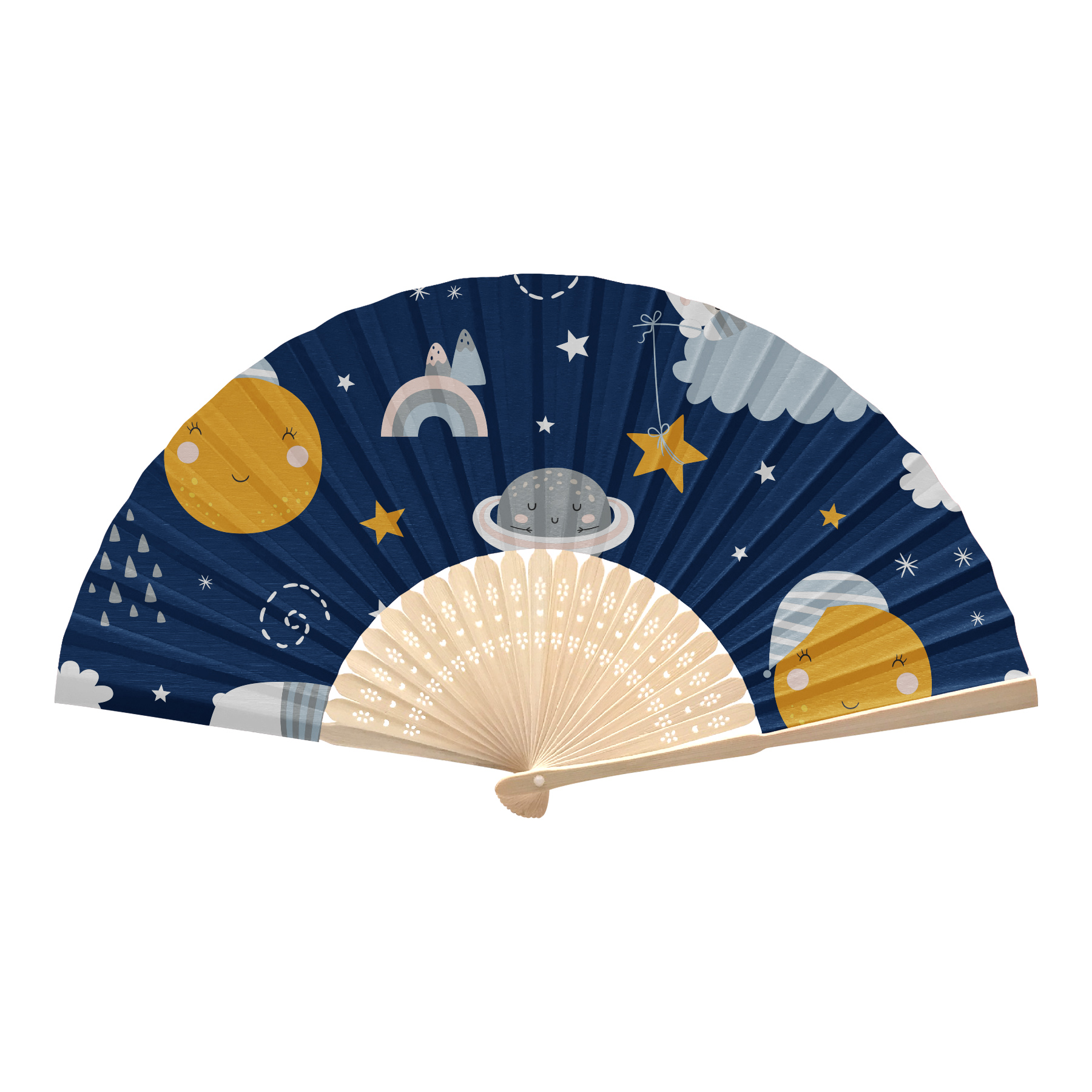 Bamboo Handle Folding Fans 4