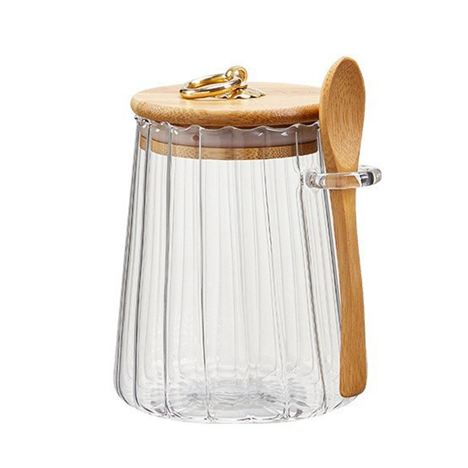 25oz Petal Glass Food Storage Jar w/ Spoon 1