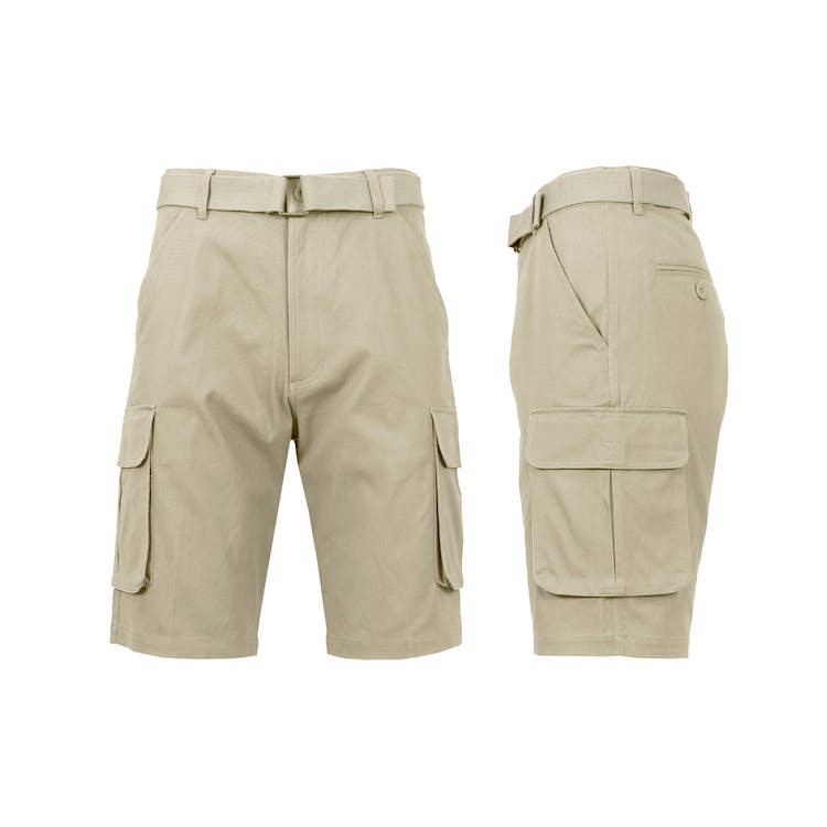 Men's Belted Cargo Shorts - Khaki 30-42 2