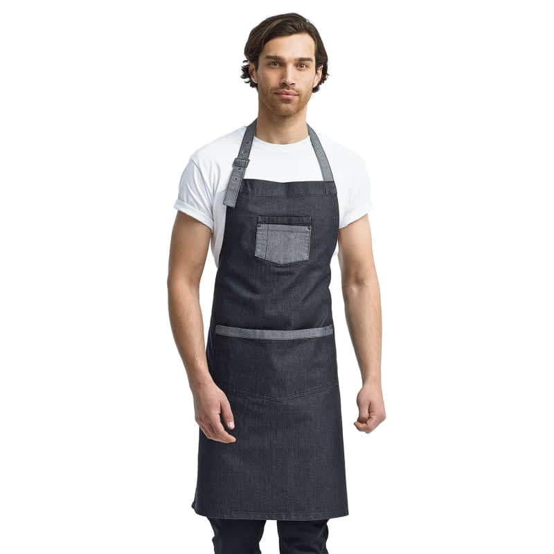 Artisan Collection By Reprime Unisex Domain Contrast Denim Bib Apron 8