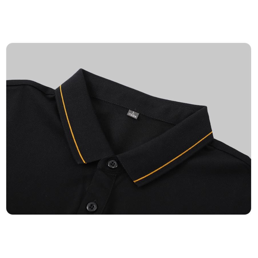 Unisex mercerized cotton POLO shirt with gold thread instock 2