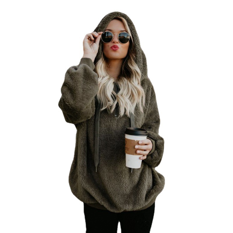 Women's oversized fleece sweatshirt with pockets 2