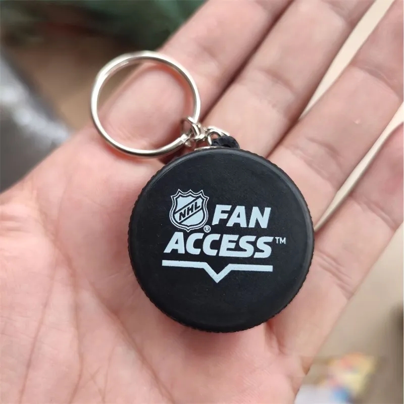 Hockey Puck Stress Reliever Keyring 2